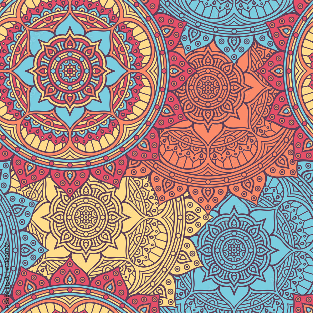 Fototapeta premium Ethnic floral seamless pattern