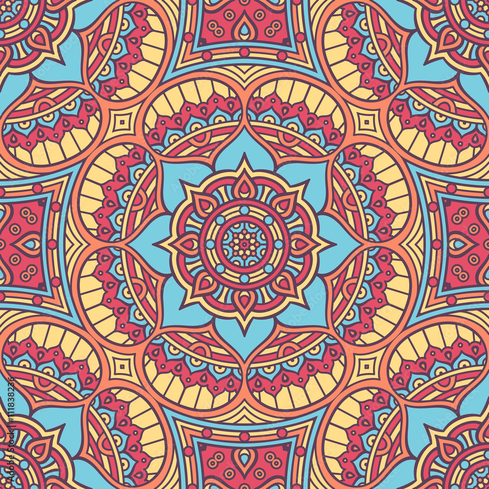 Ethnic floral seamless pattern