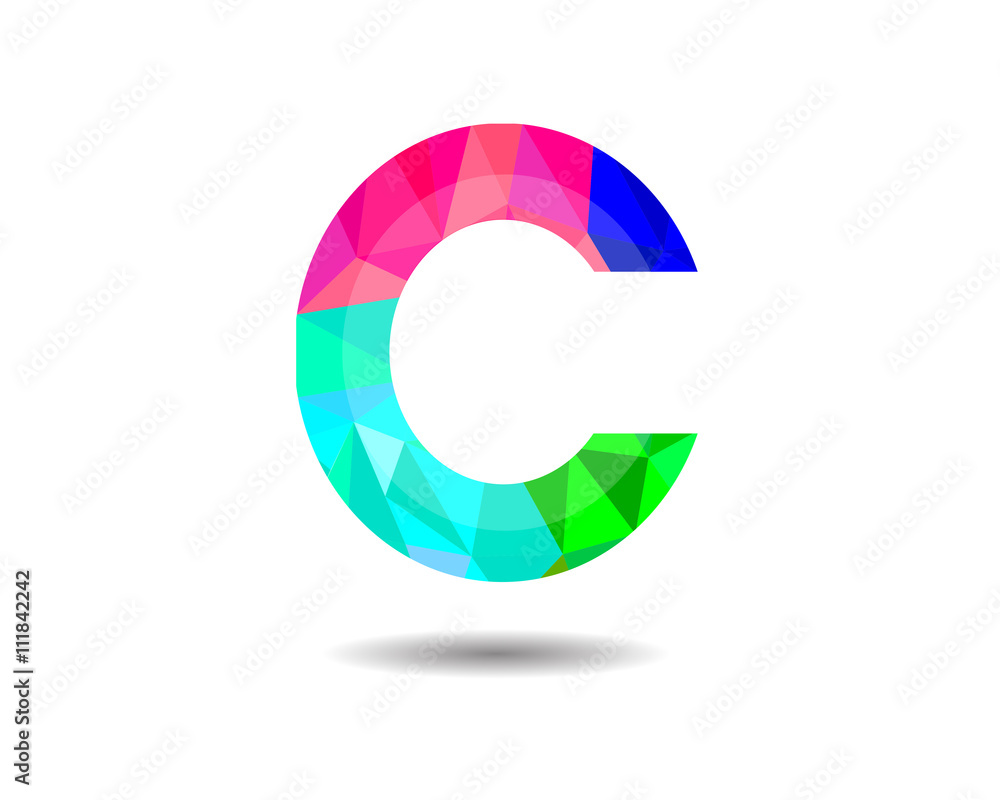 Colorful Low Poly C Logo Template Colorful Low Poly C Logo Template