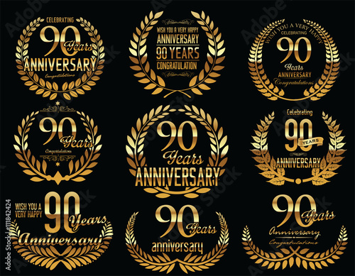 Anniversary Golden Laurel wreath retro vintage collection 90 years