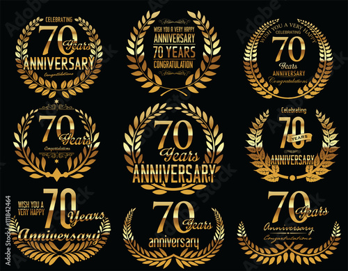 Anniversary Golden Laurel wreath retro vintage collection 70 years