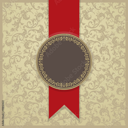 Fényképezés Vintage invitation card with Victorian ornaments in gold