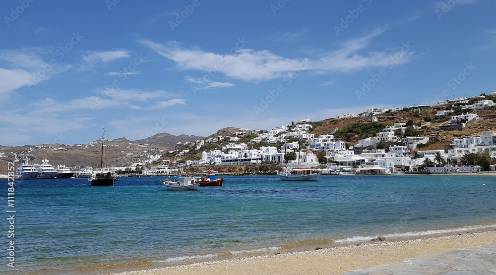 View from old port of Mykonos island, Greece