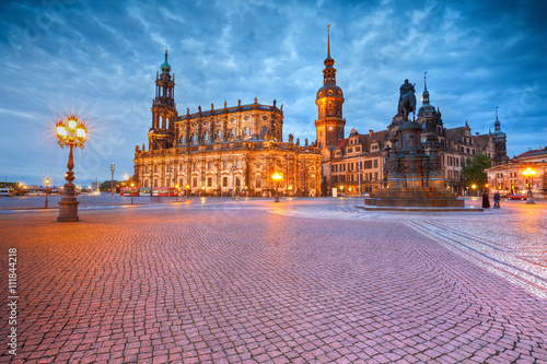 View of the royal palace and cathedral in the old town of Dresden, Germany. HDR image.
