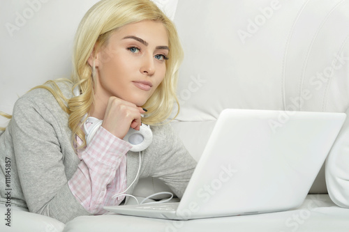 young beautiful woman using a laptop 