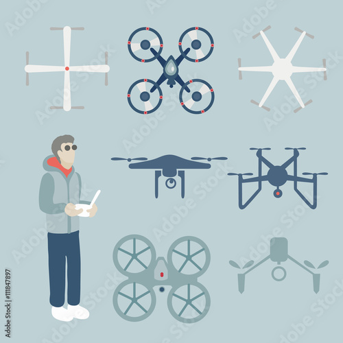 A man with drone vector