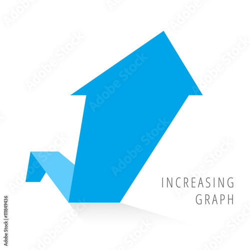 Increasing graph concept. Blue arrow depict growth business. Flat illustration of rise arrow with shadow as an element for infographic, article background for internet, publish, social networks
