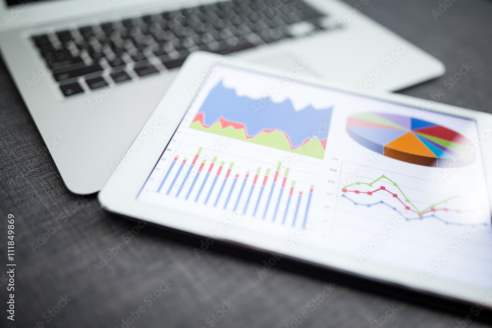 Tablet and mobile phone on desk