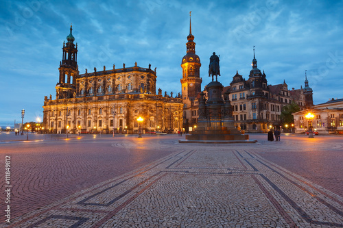 View of the royal palace and cathedral in the old town of Dresden, Germany.
