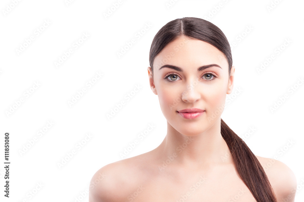 Beautiful healthy girl posing with bared shoulders Beautiful healthy girl posing with bared shoulders