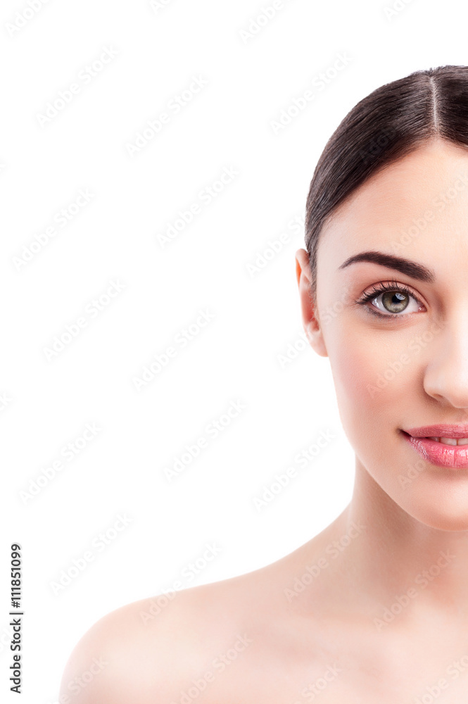 Attractive healthy girl is caring of her skin Attractive healthy girl is caring of her skin