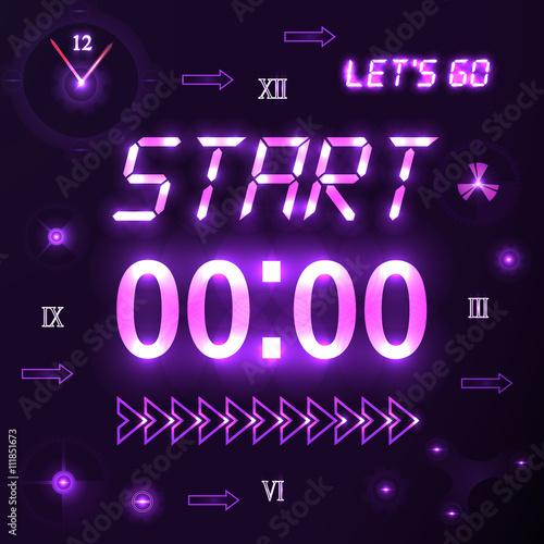 Abstract future technology START purple background vector illust