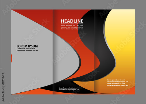 Vector empty tri-fold brochure print template design, trifold bright booklet or flyer
