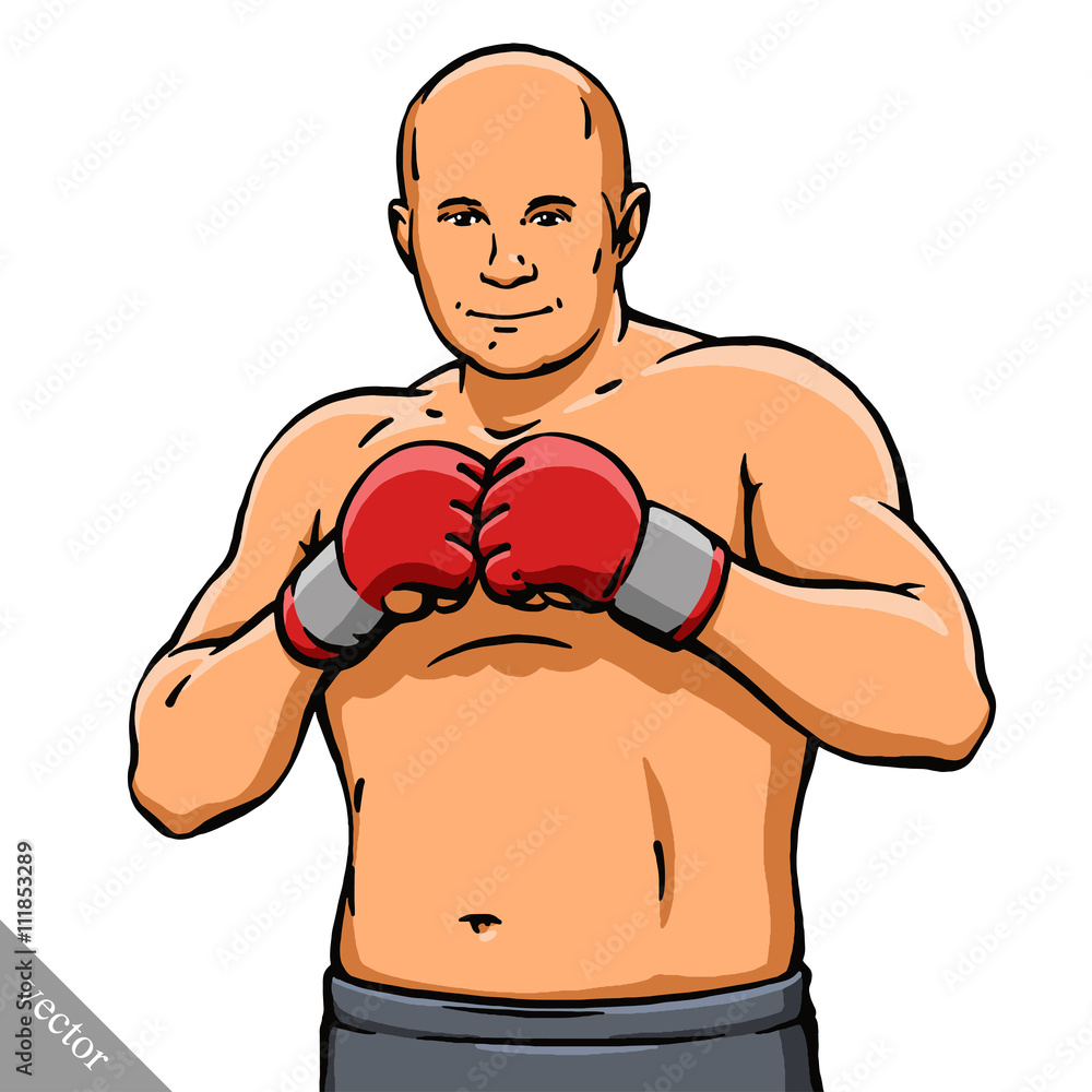 funny cartoon cool MMA fighter illustration