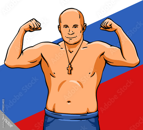 funny cartoon cool MMA fighter illustration фототапет