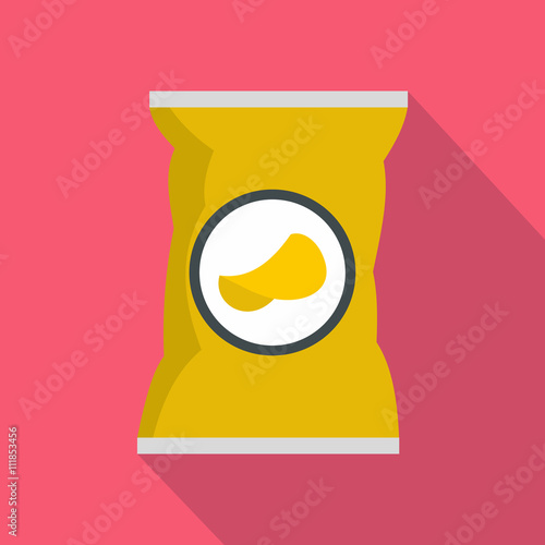 Potato chips bag icon, flat style