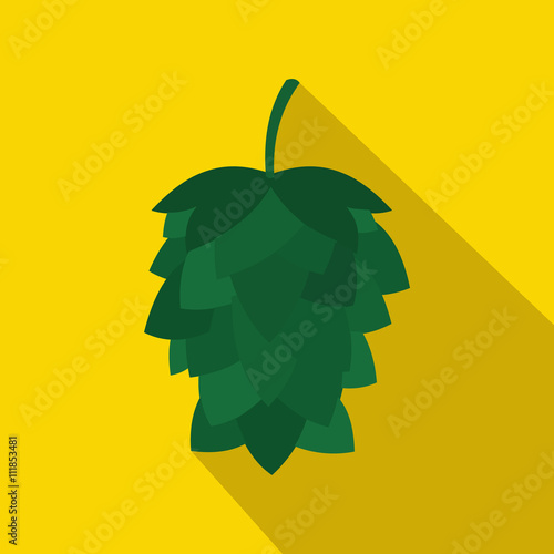 Green hop cone icon in flat style