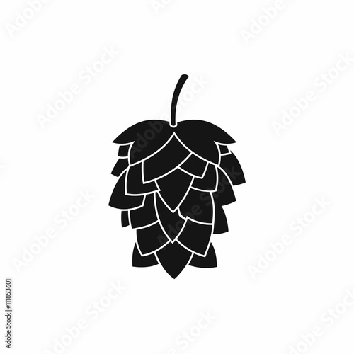 Black hop cone icon, simple style