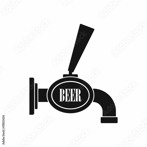 Black beer tap icon, simple style