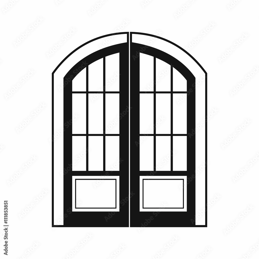 Double door icon, simple style Double door icon, simple style