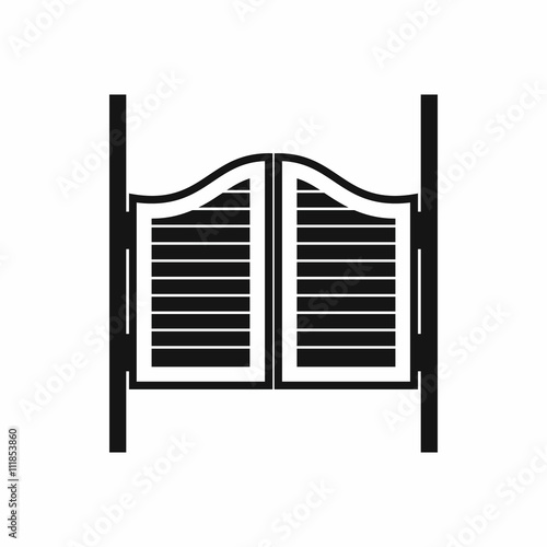 Doors in western saloon icon, simple style