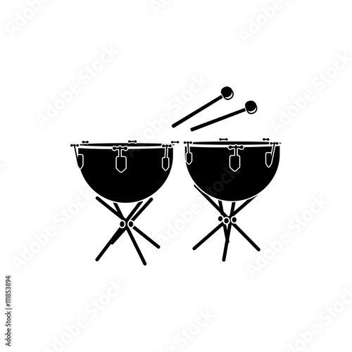 Timpani icon, black simple style