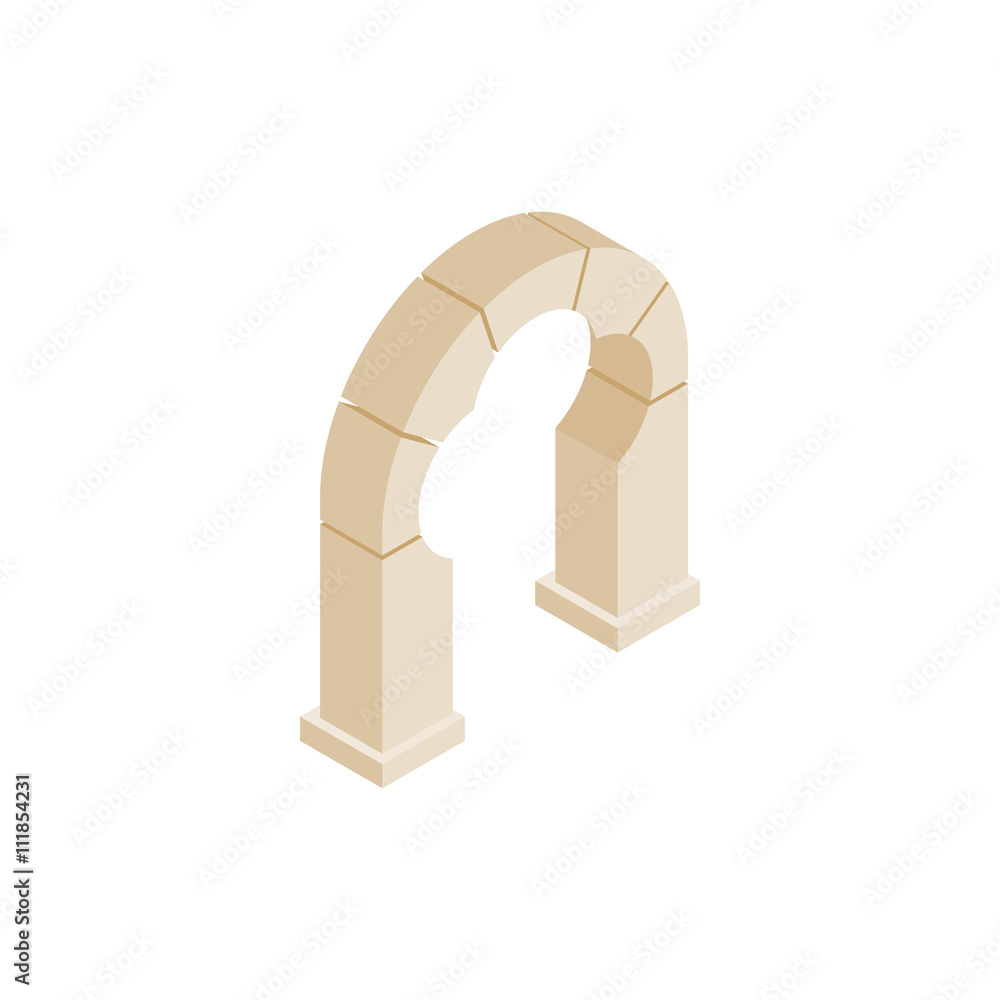 Stone trefoil arch icon, isometric 3d style Stone trefoil arch icon, isometric 3d style