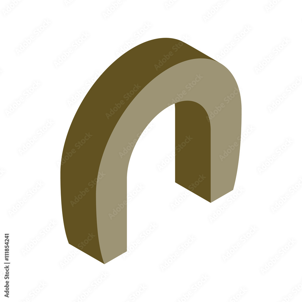 Gray concrete arch icon, isometric 3d style Gray concrete arch icon, isometric 3d style