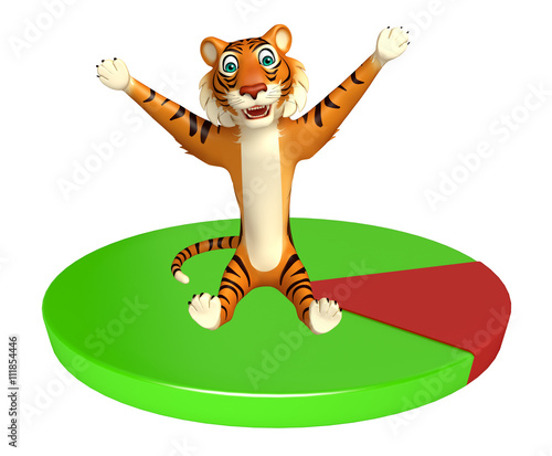Fototapeta Naklejka Na Ścianę i Meble -  cuteTiger cartoon character with pie sign