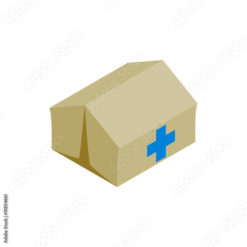 Medical center for refugees icon, isometric style