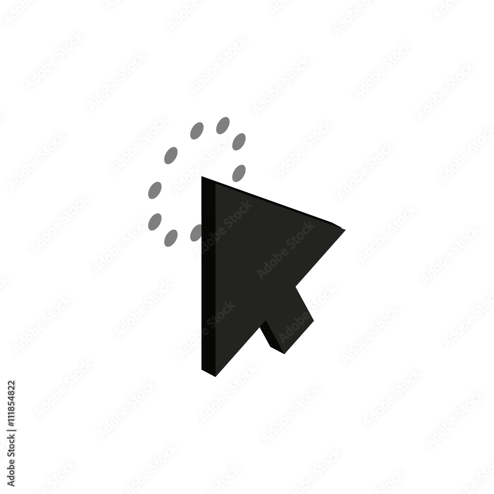 Click with cursor icon, isometric 3d style