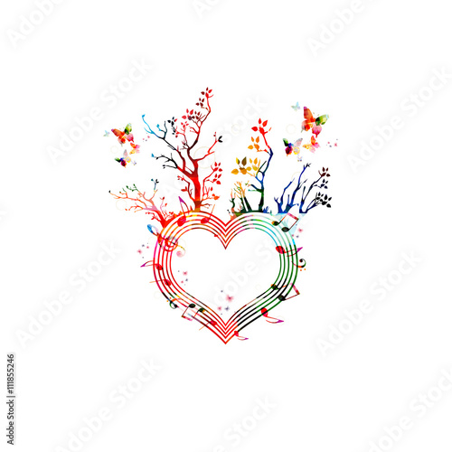 Colorful heart shaped stave with trees