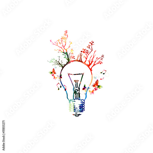 Colorful light bulb with trees
