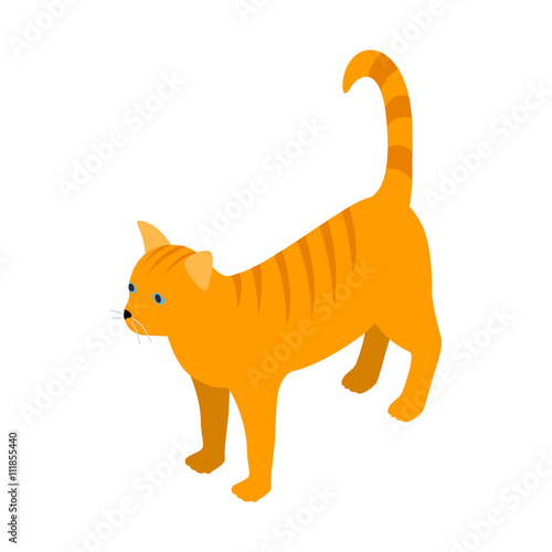 Obraz na plátně Orange tabby cat icon, isometric 3d style