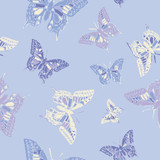 Ethnic boho seamless pattern with butterflies. Print. Repeating background. Cloth design, wallpaper.