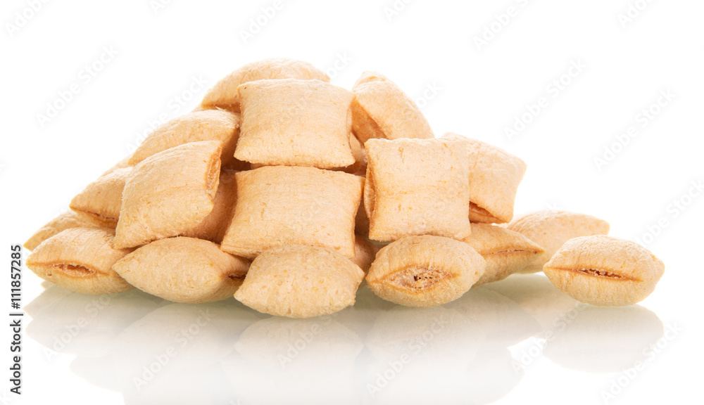 Crispy chips with cocoa isolated on white background. Crispy chips with cocoa isolated on white background.