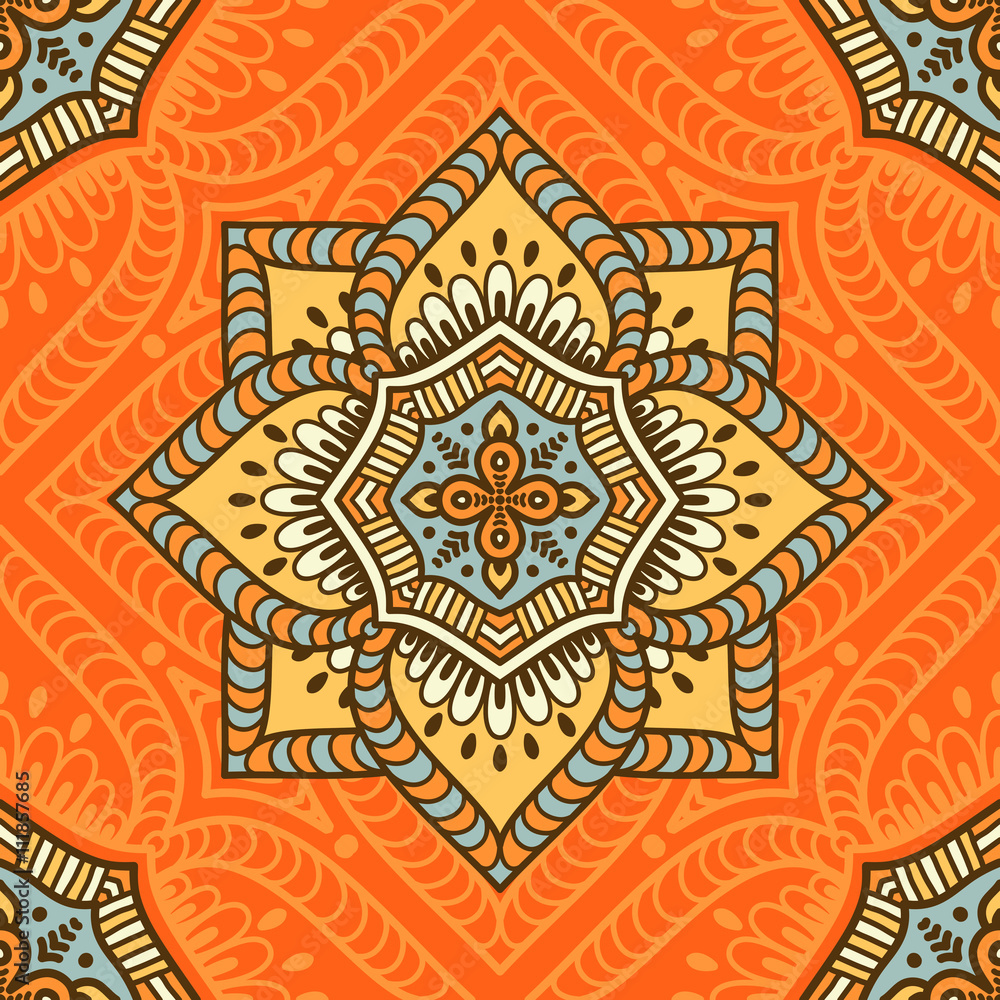 Ethnic floral seamless pattern