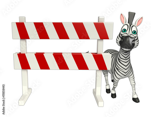 cute Zebra cartoon character with  baracade photo