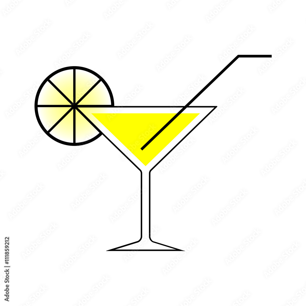 Martini glass with a straw. EPS10 Vector Martini glass with a straw. EPS10 Vector