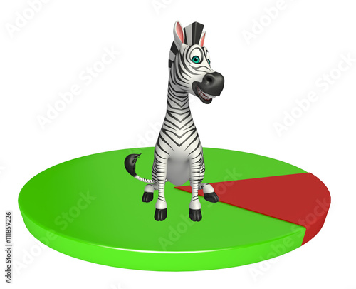 fun Zebra cartoon character with pie chart