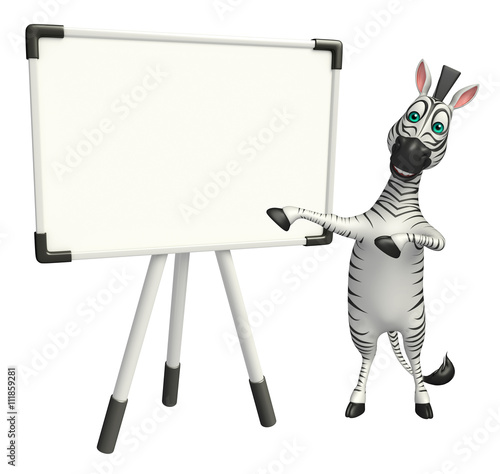 fun Zebra cartoon character with display board © visible3dscience