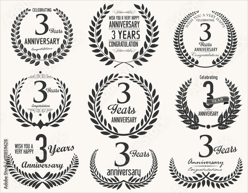 Anniversary Laurel wreath retro vintage collection 