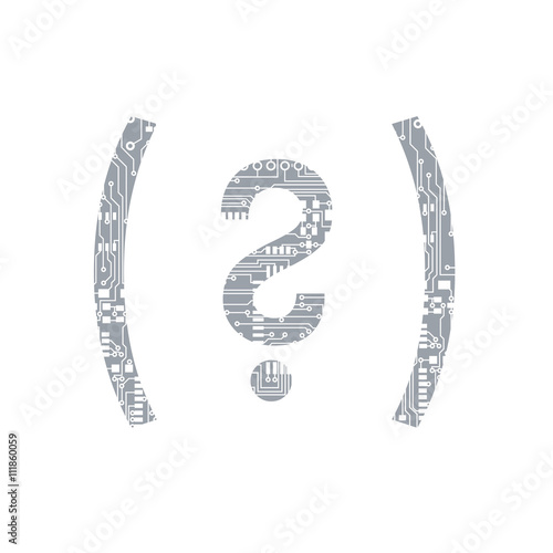 Circuit board symbol open close parenthesis question mark Vector Illustration