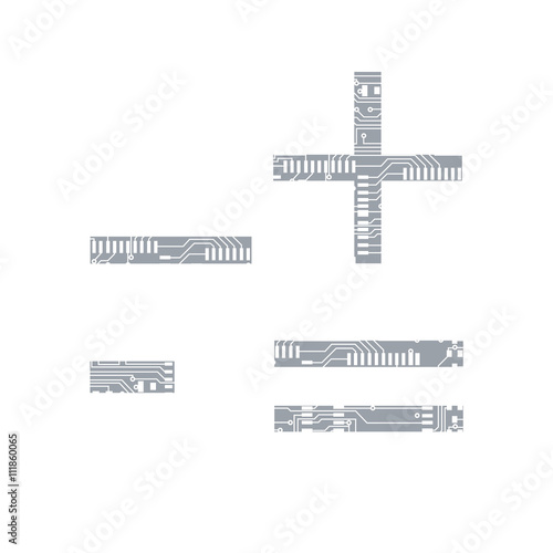 Circuit board symbol underscore dash plus equals Vector Illustration

