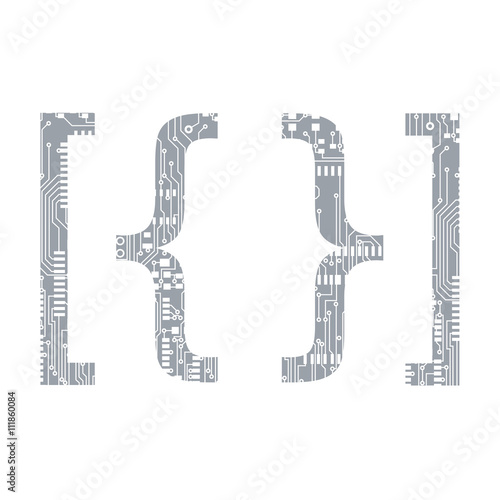 Circuit board symbol curly brace square bracket Vector Illustration
