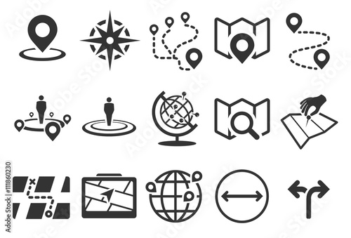 Stock Vector Illustration: Map icons