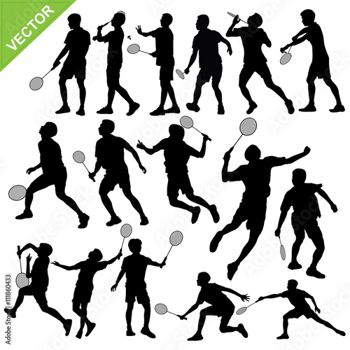 Men silhouettes play Badminton vector