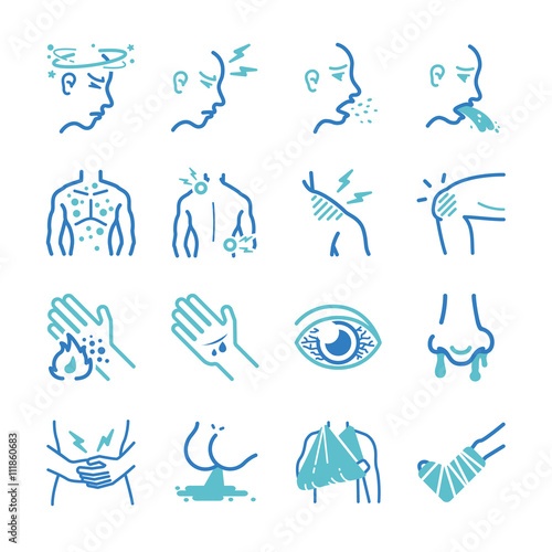 Sick and disease icons set