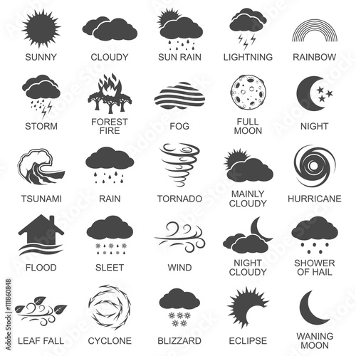 Natural disaster icons set