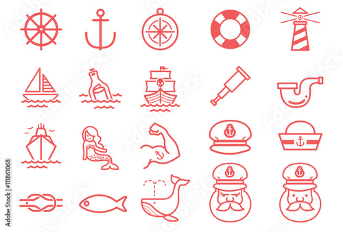 Stock Vector Illustration: Nautical icons